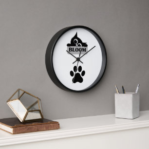 Bloom Cat Wall Clock – Cute Floral Cat Design