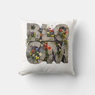 Bloom Concrete Wildflower Typography Mental Health Cushion