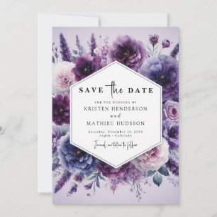 Bloom Digital Purple Floral Wedding Save The Date
