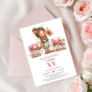 Bloom Fairy 5th Birthday Blush Floral Invitation