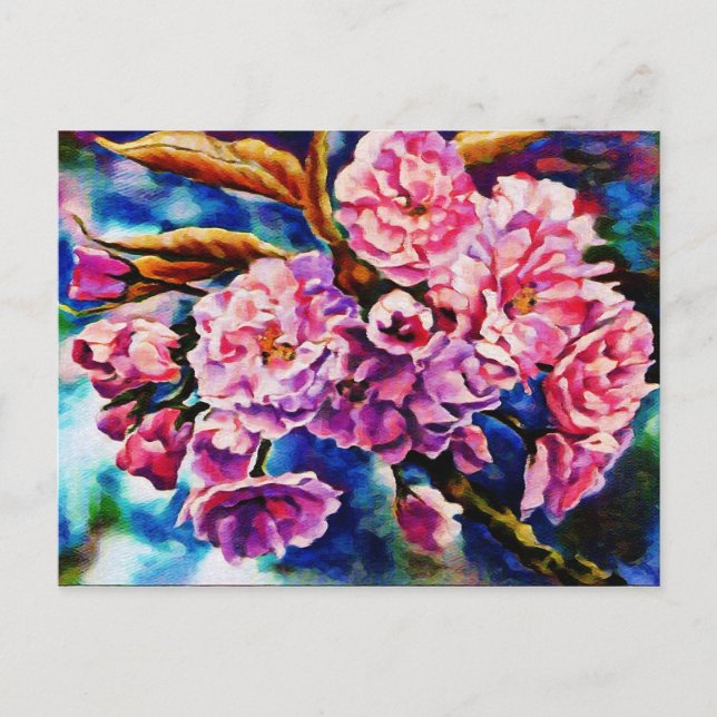 Bloom Floral Sun Fuchsia Pink Art Postcard (Front)