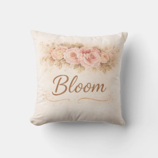 Bloom Floral Throw Pillow | Soft Pink Aesthetic 