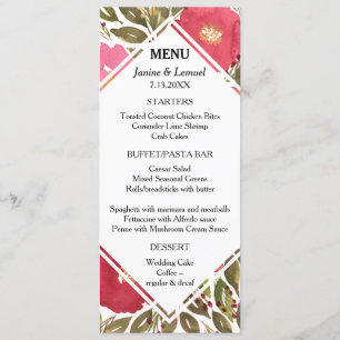 Bloom Flowers Menu Card
