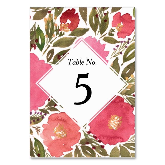 Bloom Flowers Table Number (Front)