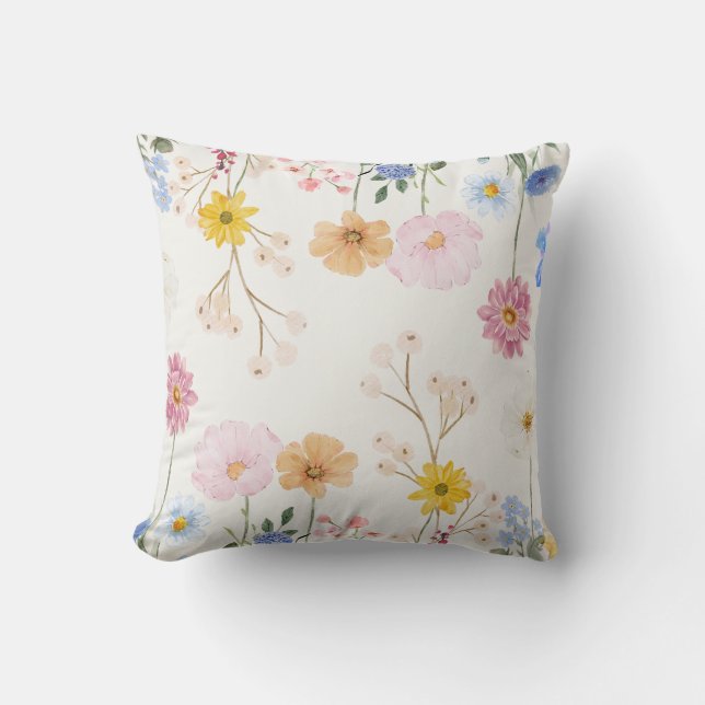 Bloom Flowers Throw Pillow (Front)