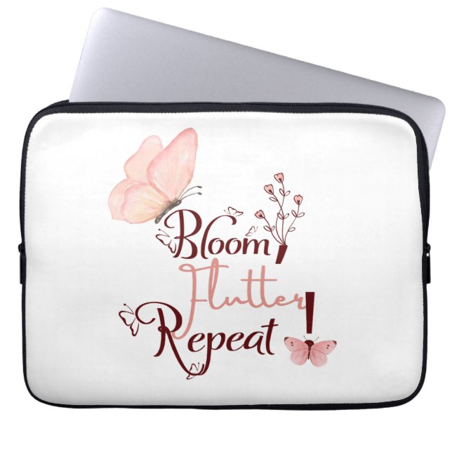 Bloom flutter Repeat laptop sleeve (Front)
