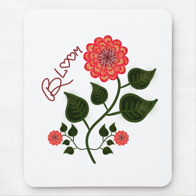  "Bloom" Folk Art Floral Inspiration Mouse Pad (Front)