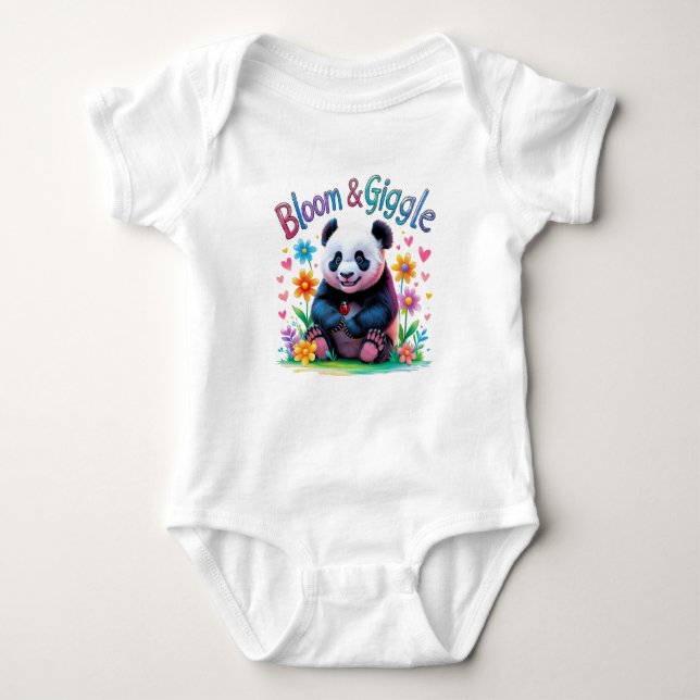 Bloom & Giggle Baby Panda One Year Outfit Bodysuit (Front)