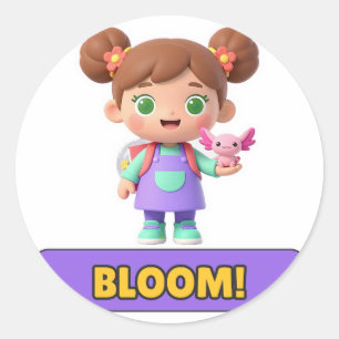 Bloom Girl Flower Buns Die-Cut Vinyl Sticker