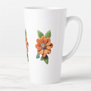 Bloom in Ember Papercut Petals Midnight Marigold E Latte Mug
