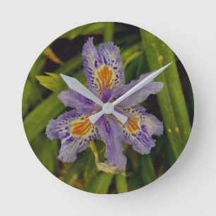 bloom in purple round clock