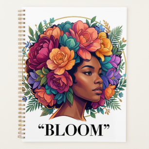 Bloom Inspirational Black Woman Floral Afro Planner