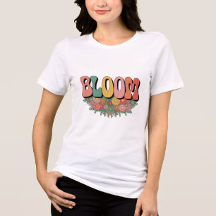 Bloom" Inspirational Floral Typography T-Shirt De Tri-Blend Shirt