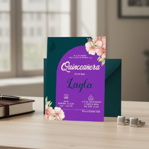 Bloom into Quinceañera! Boho Floral Mis Quince  Invitation