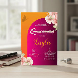 Bloom into Quinceañera! Boho Floral Mis Quince  Invitation