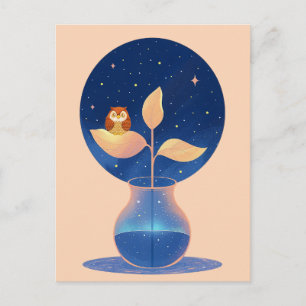 Bloom Mystic Night Owl Garden  Holiday Postcard