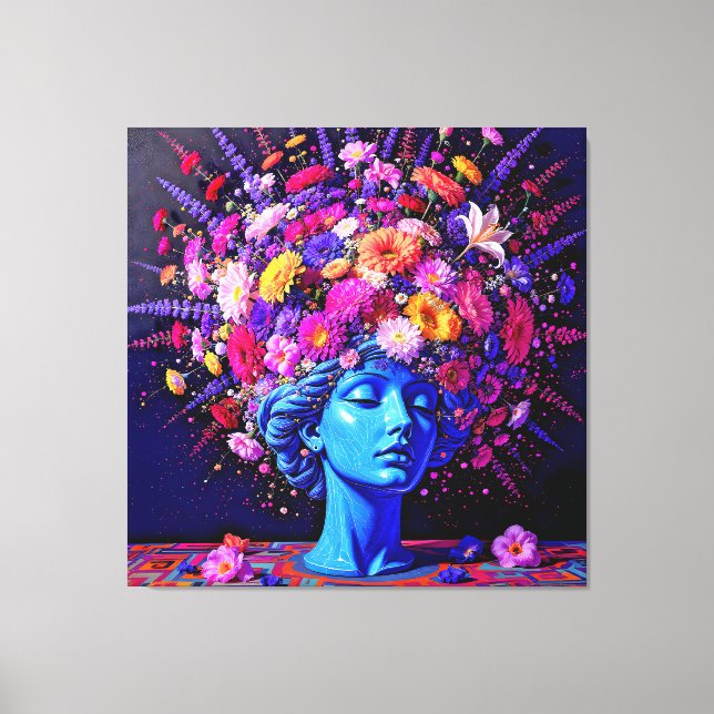 "Bloom of Eternity" – A Colourful Surreal Portrait Canvas Print (Front)