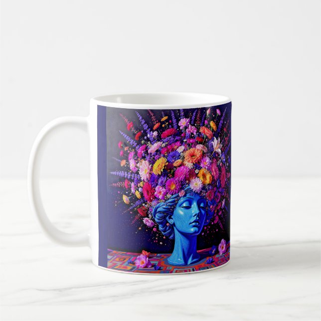 "Bloom of Eternity" – A Colourful Surreal Portrait Coffee Mug (Left)