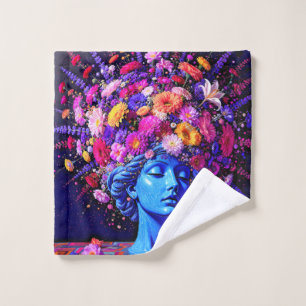 "Bloom of Eternity" – A Colourful Surreal Portrait Wash Cloth