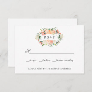 Bloom Peach Pink Botanical WEDDING RSVP 