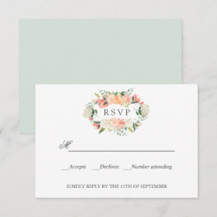 Bloom Peach Pink Botanical WEDDING RSVP Card