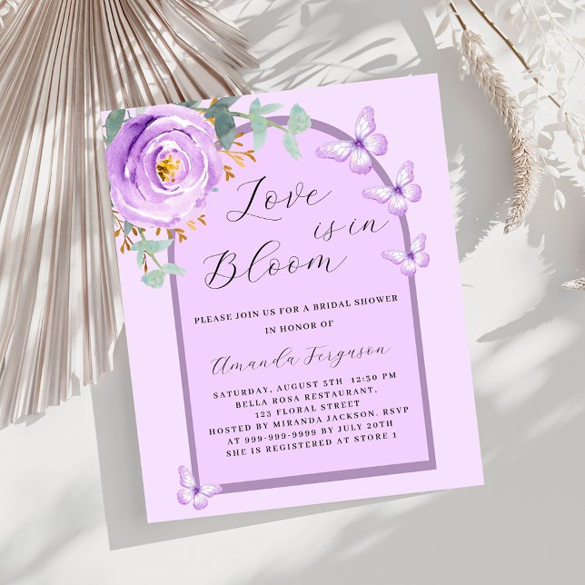 Bloom purple butterfly Bridal Shower invitation (Creator Uploaded)