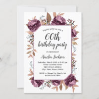 Bloom Purple Watercolor 70th Birthday Invitation
