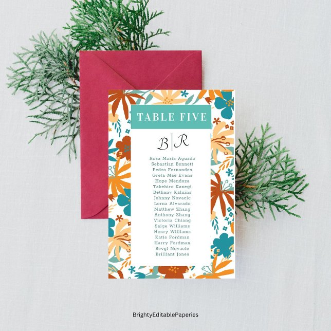 Bloom Retro Abstract Colourful Wildflower Table No (Vibrant blooms for every table! 🌼 #RetroCharm)