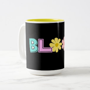 Bloom Retro Pastel Floral Two-Tone Coffee Mug