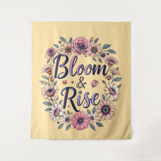 Bloom & Rise Floral Typography Wall Tapestry