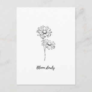 Bloom Slowly Minimal Daisy Floral Sticker Postcard