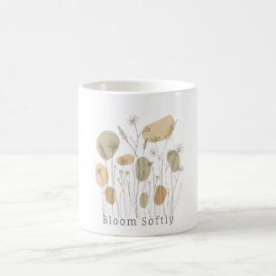 Bloom Softly - Minimalist Wildflower Line Art  Coffee Mug