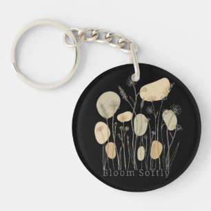 Bloom Softly - Minimalist Wildflower Line Art Key Ring