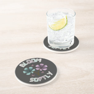 Bloom Softly Spring Floral Design Pastel Cottageco Coaster