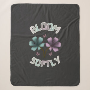 Bloom Softly Spring Floral Design Pastel Cottageco Sherpa Blanket