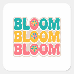 Bloom Spring Vibes – Cute & Colourful Lettering Square Sticker