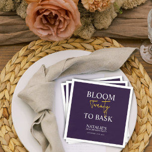 Bloom Twenty to Bask I Violet Adult Birthday Party Napkin