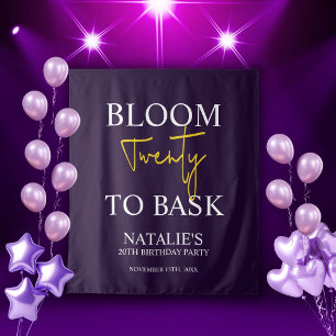 Bloom Twenty to Bask I Violet Adult Birthday Party Tapestry