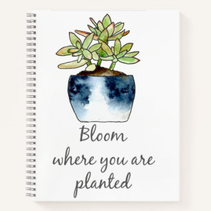 Bloom Where Planted Jade Pot Spiral Notebook