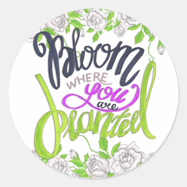 Bloom Where You Are Planted Classic Round Sticker (Front)