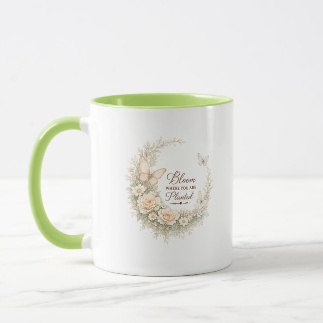 Bloom Where You Are Planted Floral Mug (Left)