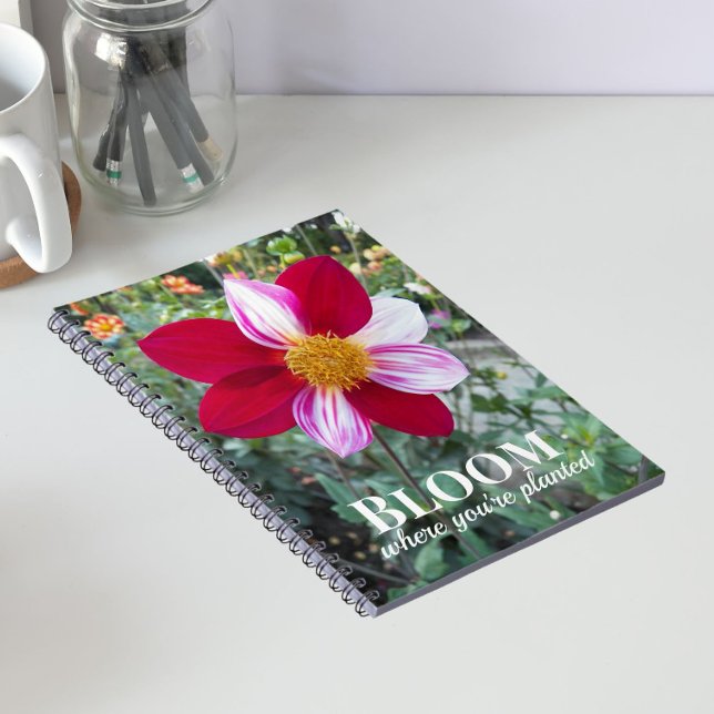 Bloom Where You're Planted Quote Floral Notebook (In Situ)