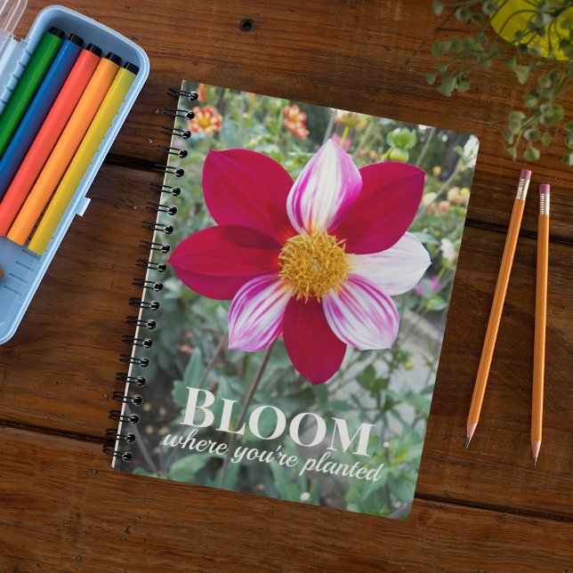 Bloom Where You're Planted Quote Floral Notebook (In Situ)