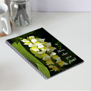 Bloom Where You're Planted Quote Snapdragons Notebook