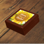 Bloom Where You're Planted Yellow Sunflower Gift Box<br><div class="desc">Store trinkets, jewellery and other small keepsakes in this wooden jewellery box with ceramic tile that features the photo image of a large, yellow Sunflower along with an inspiring quote that reads, "Bloom where you're Planted" in white, stylised lettering. A lovely, floral design! Select your gift box size and colour....</div>
