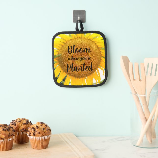 Bloom Where You're Planted Yellow Sunflower Pot Holder (Insitu(Hanging))