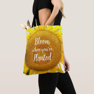 Bloom Where You're Planted Yellow Sunflower Tote Bag