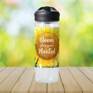 Bloom Where You're Planted Yellow Sunflower Water Bottle
