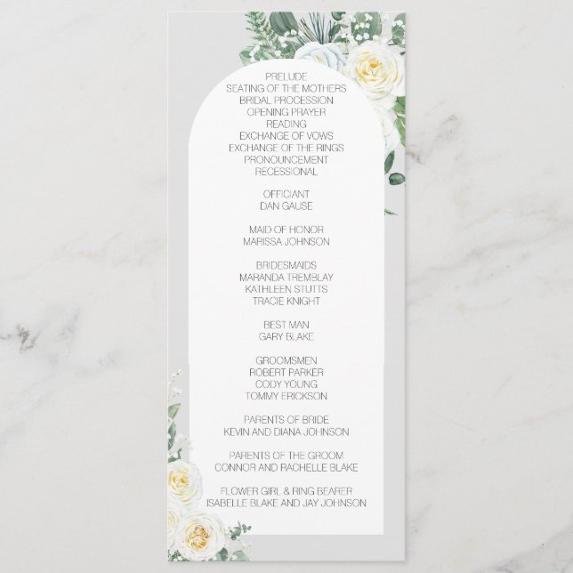 Bloom White Floral Long Program Programme (Front)