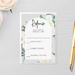 Bloom White Floral Response Card